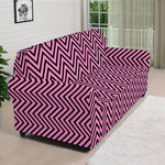 Pink And Black Zigzag Pattern Print Sofa Cover