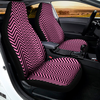 Pink And Black Zigzag Pattern Print Universal Fit Car Seat Covers