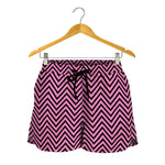 Pink And Black Zigzag Pattern Print Women's Shorts