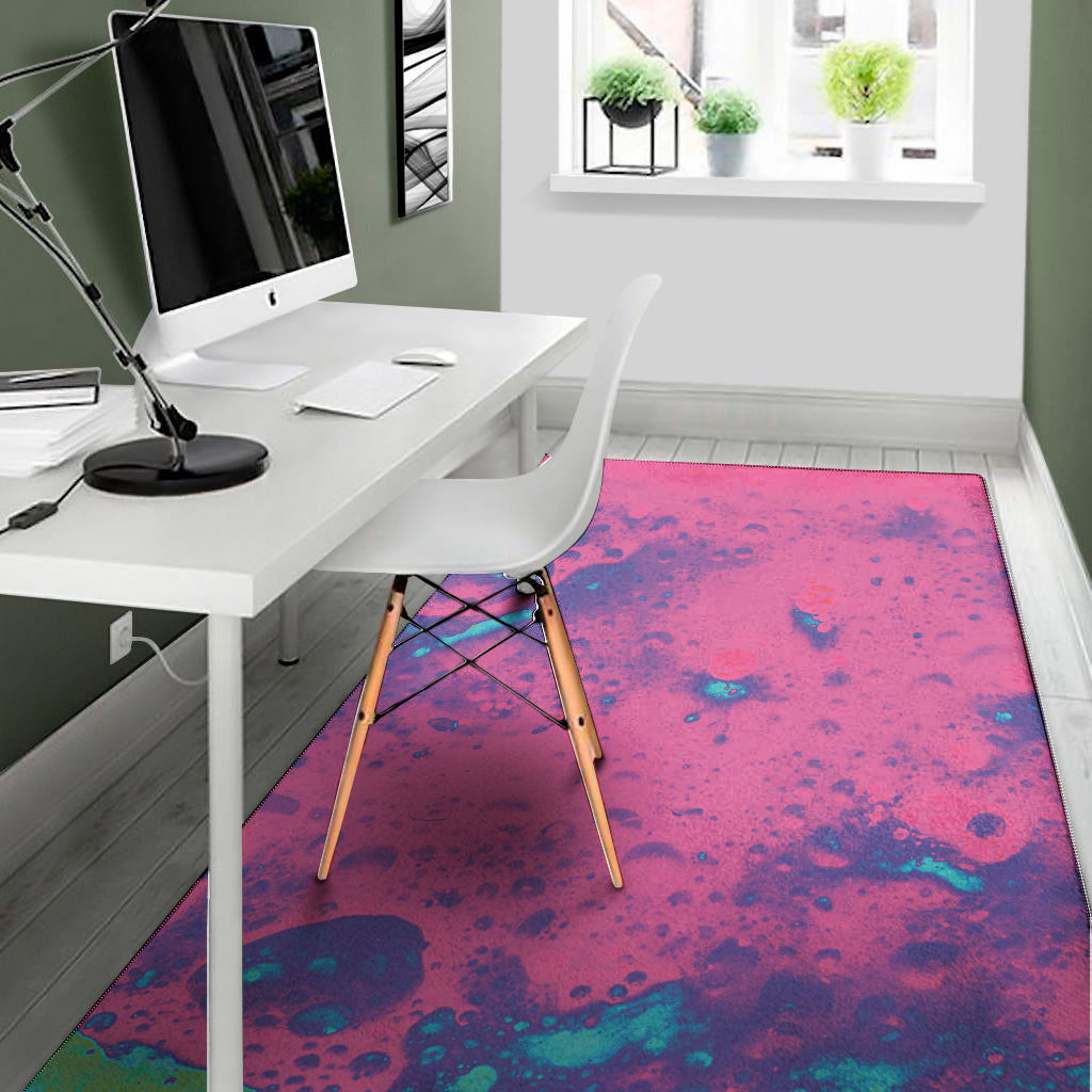 Pink And Blue Acid Melt Print Area Rug