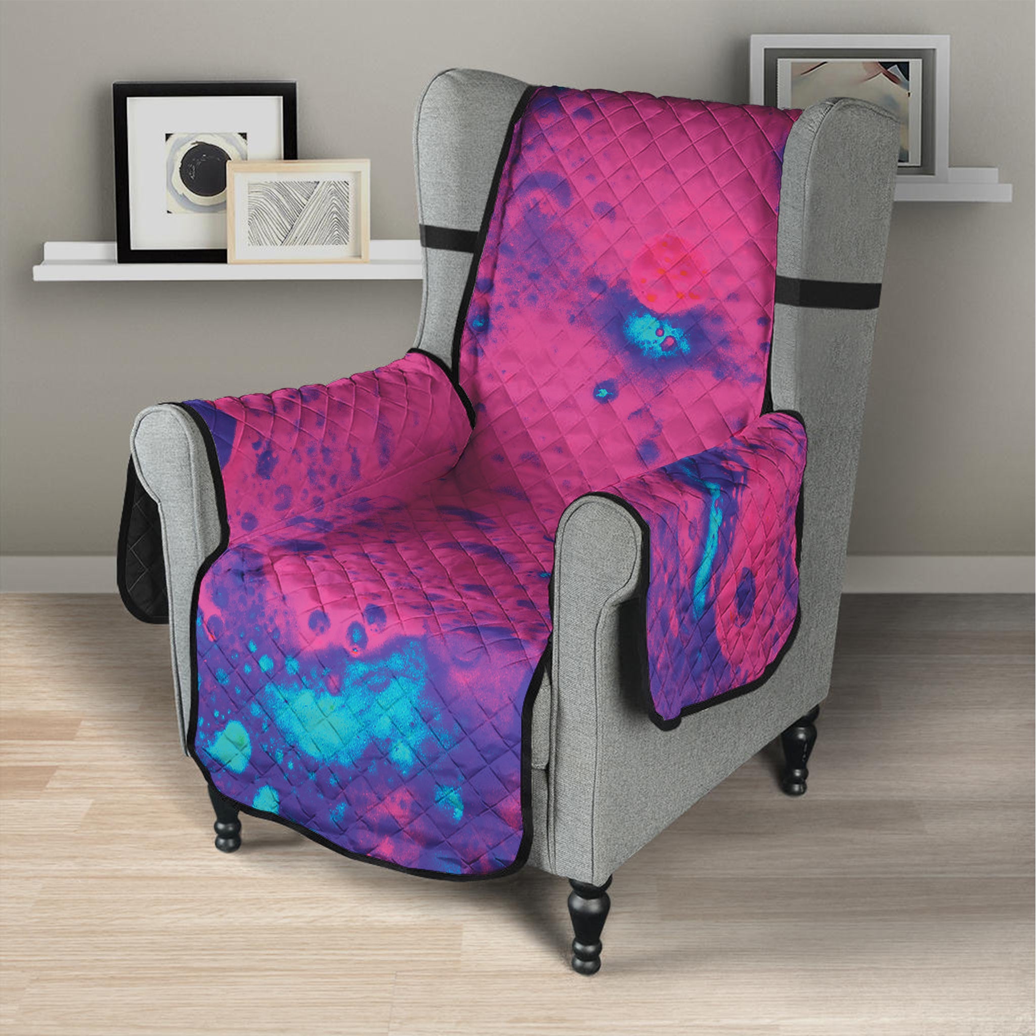 Pink And Blue Acid Melt Print Armchair Protector