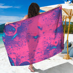 Pink And Blue Acid Melt Print Beach Sarong Wrap