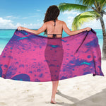 Pink And Blue Acid Melt Print Beach Sarong Wrap