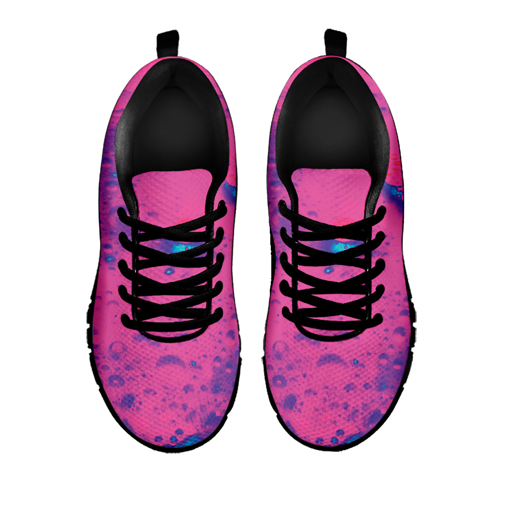 Pink And Blue Acid Melt Print Black Sneakers