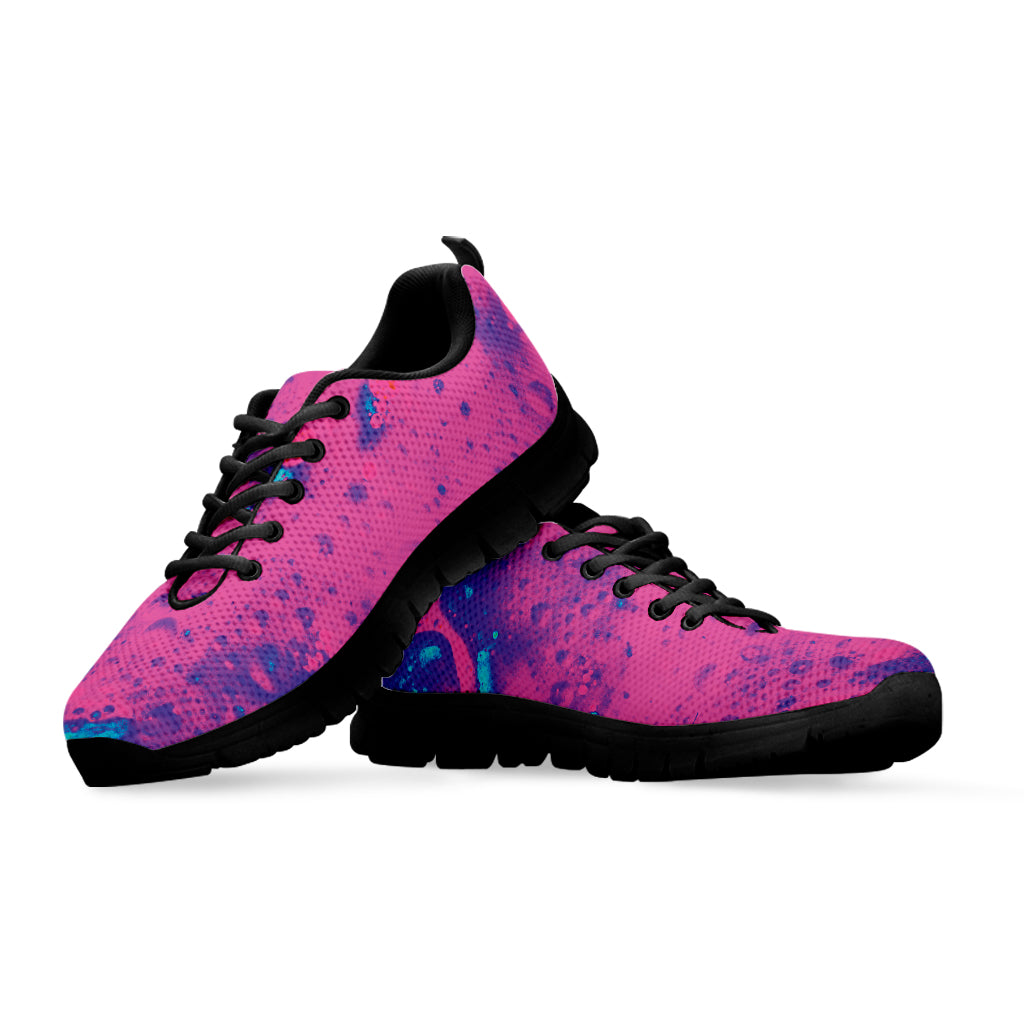 Pink And Blue Acid Melt Print Black Sneakers