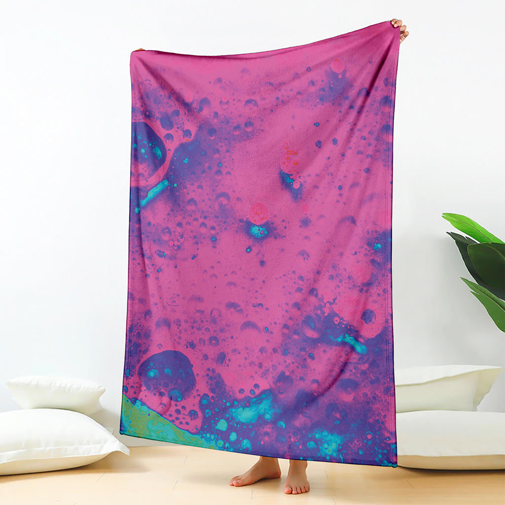 Pink And Blue Acid Melt Print Blanket