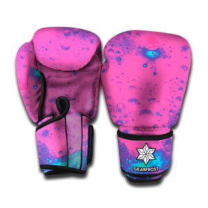 Pink And Blue Acid Melt Print Boxing Gloves