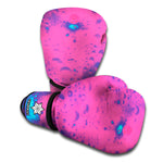 Pink And Blue Acid Melt Print Boxing Gloves