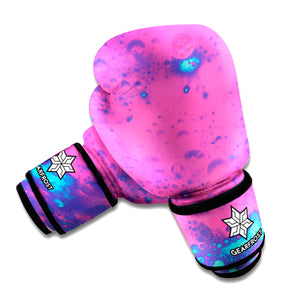 Pink And Blue Acid Melt Print Boxing Gloves