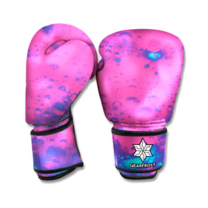 Pink And Blue Acid Melt Print Boxing Gloves