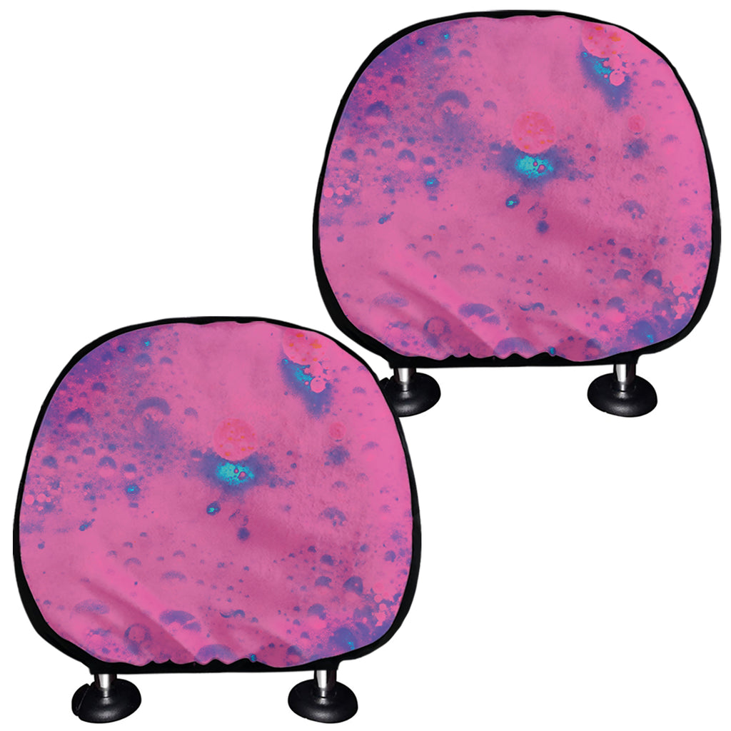 Pink And Blue Acid Melt Print Car Headrest Covers