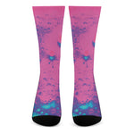 Pink And Blue Acid Melt Print Crew Socks