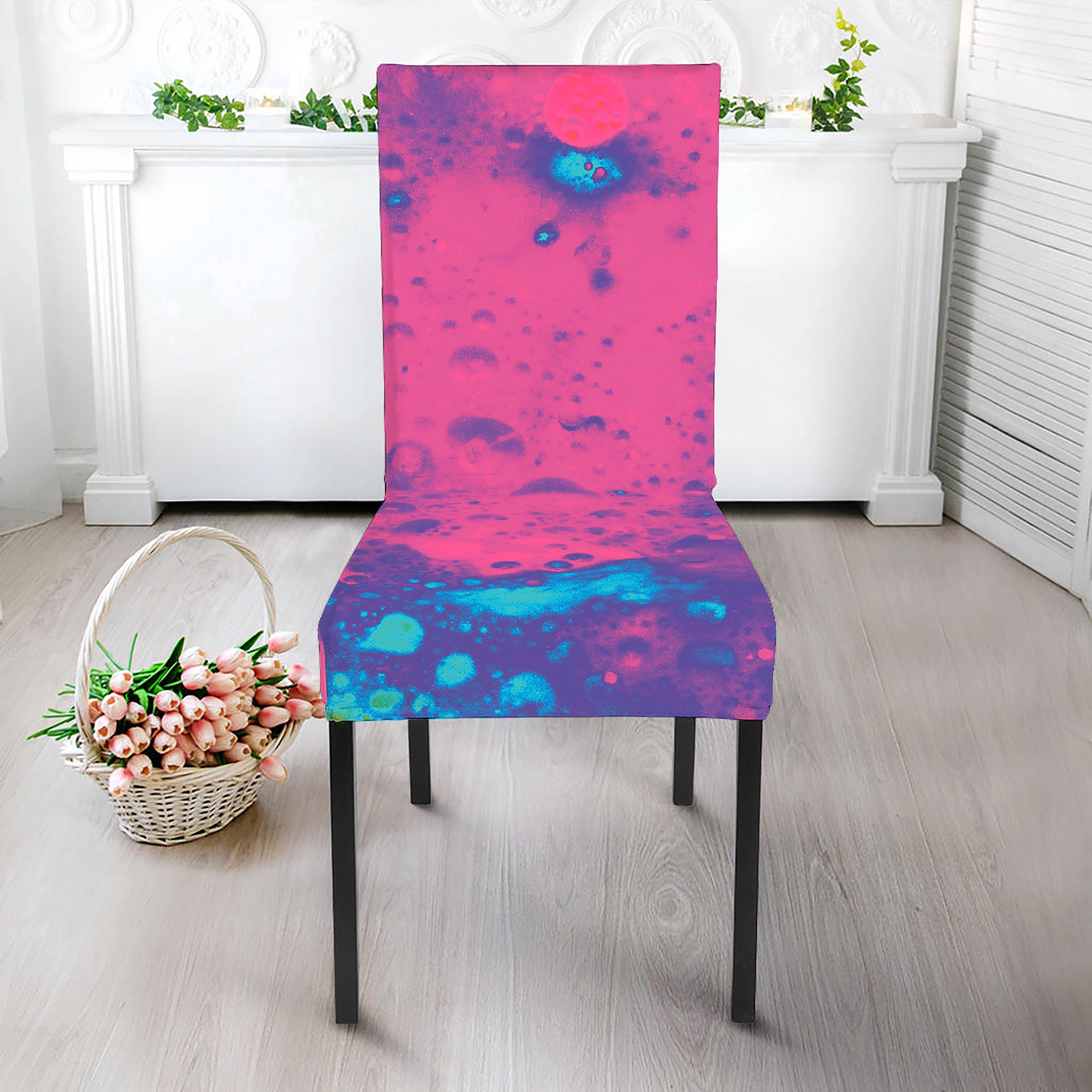 Pink And Blue Acid Melt Print Dining Chair Slipcover