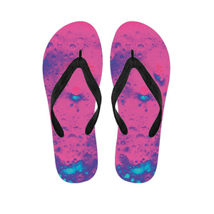 Pink And Blue Acid Melt Print Flip Flops