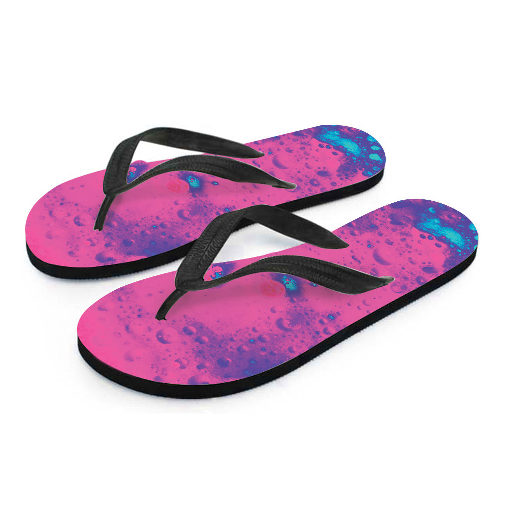 Pink And Blue Acid Melt Print Flip Flops