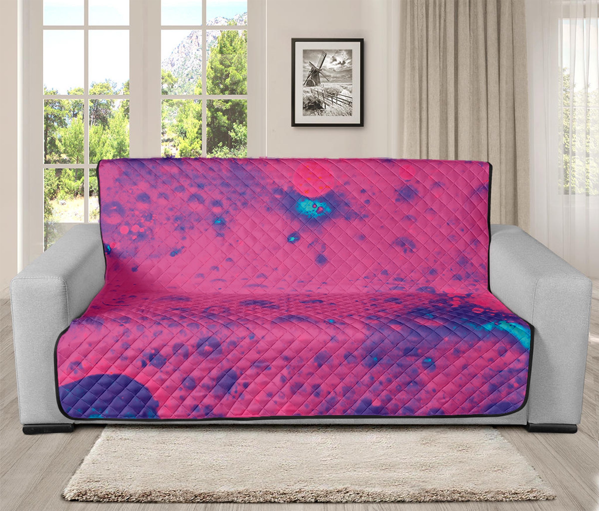 Pink And Blue Acid Melt Print Futon Protector