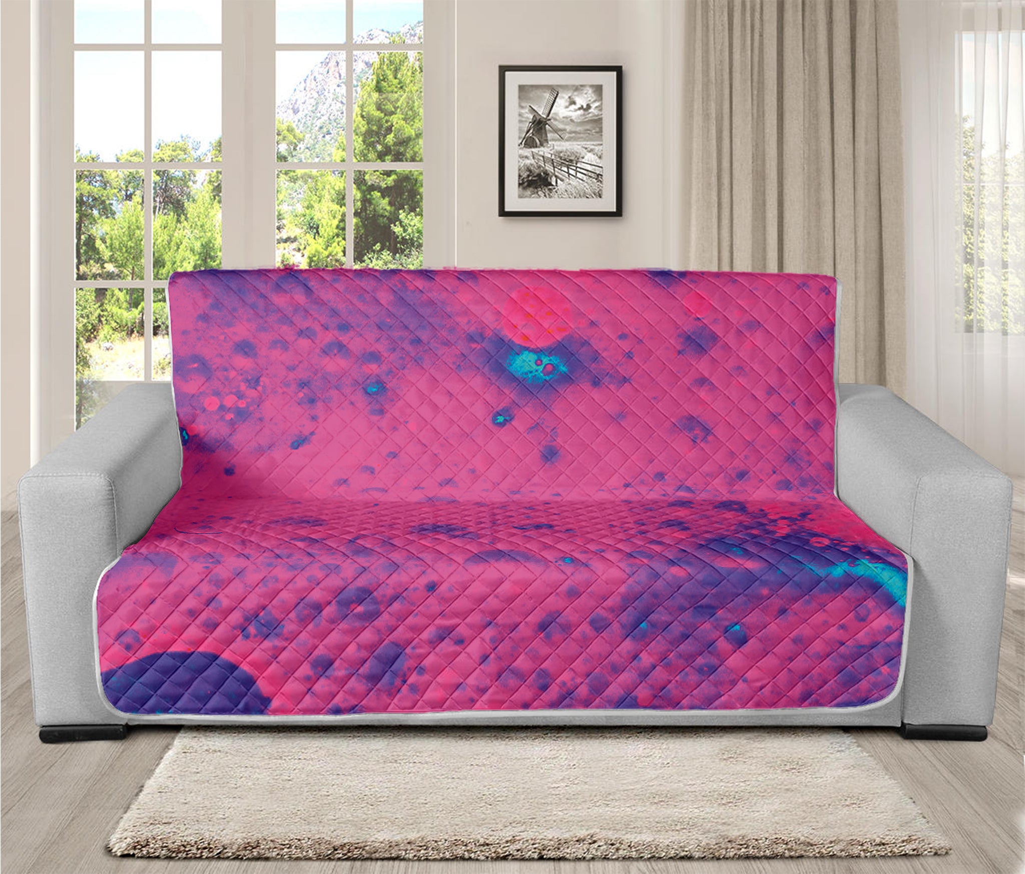 Pink And Blue Acid Melt Print Futon Protector