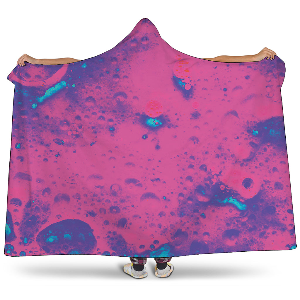 Pink And Blue Acid Melt Print Hooded Blanket