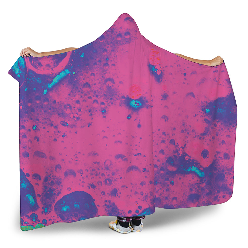 Pink And Blue Acid Melt Print Hooded Blanket