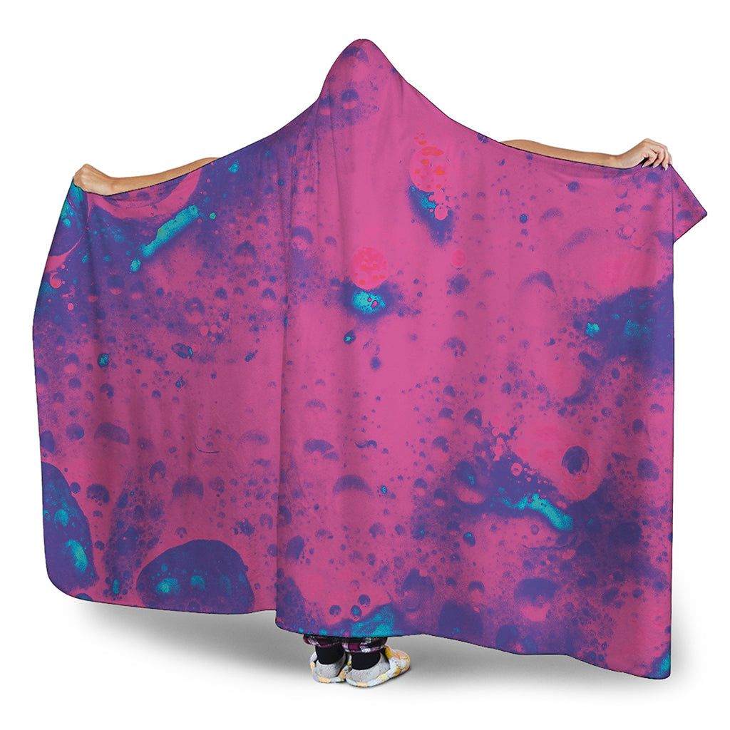 Pink And Blue Acid Melt Print Hooded Blanket