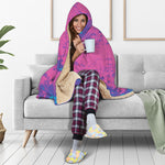 Pink And Blue Acid Melt Print Hooded Blanket