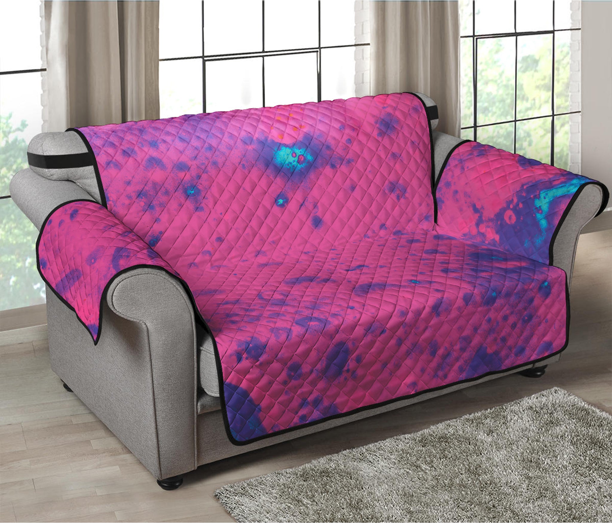 Pink And Blue Acid Melt Print Loveseat Protector