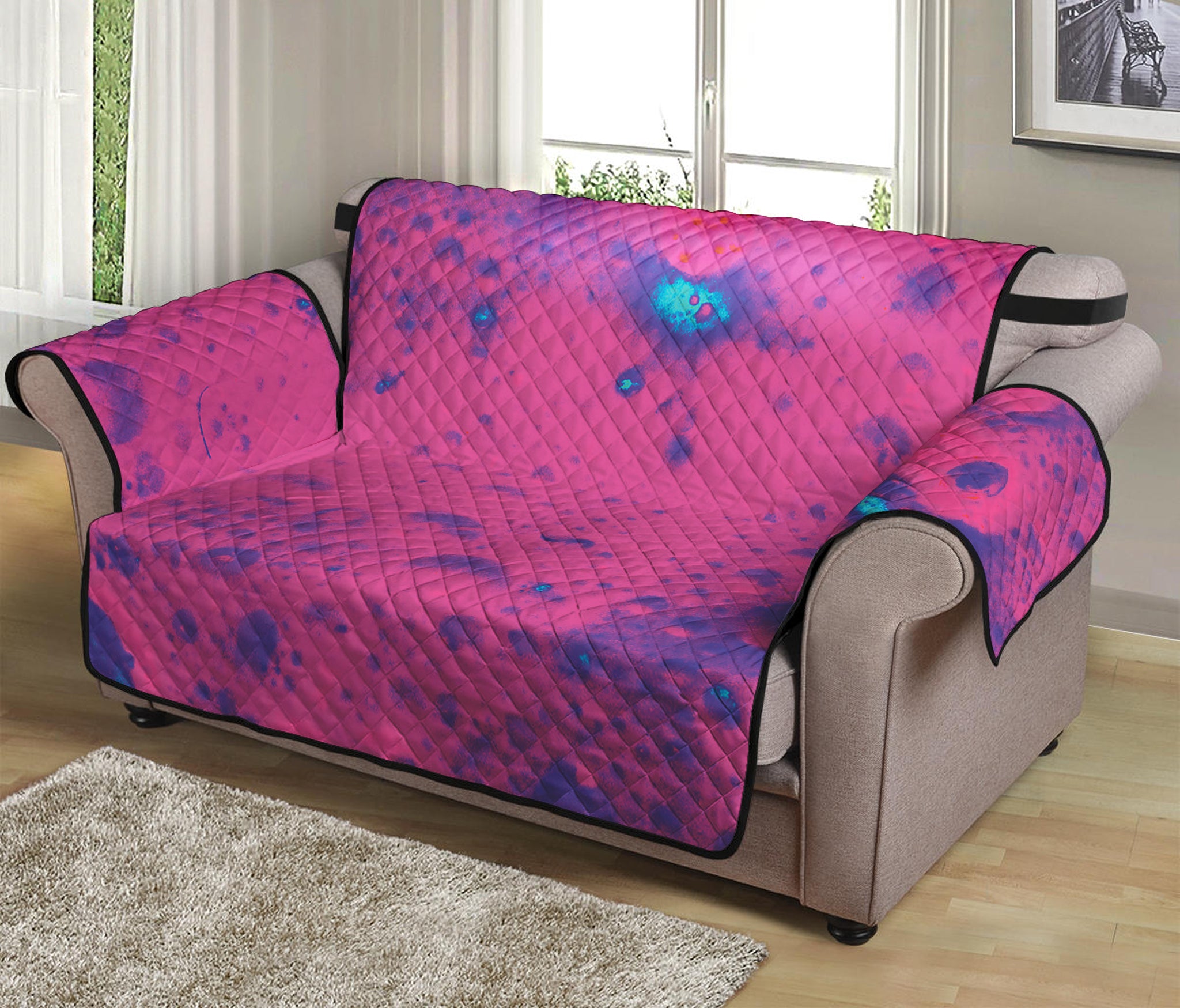 Pink And Blue Acid Melt Print Loveseat Protector