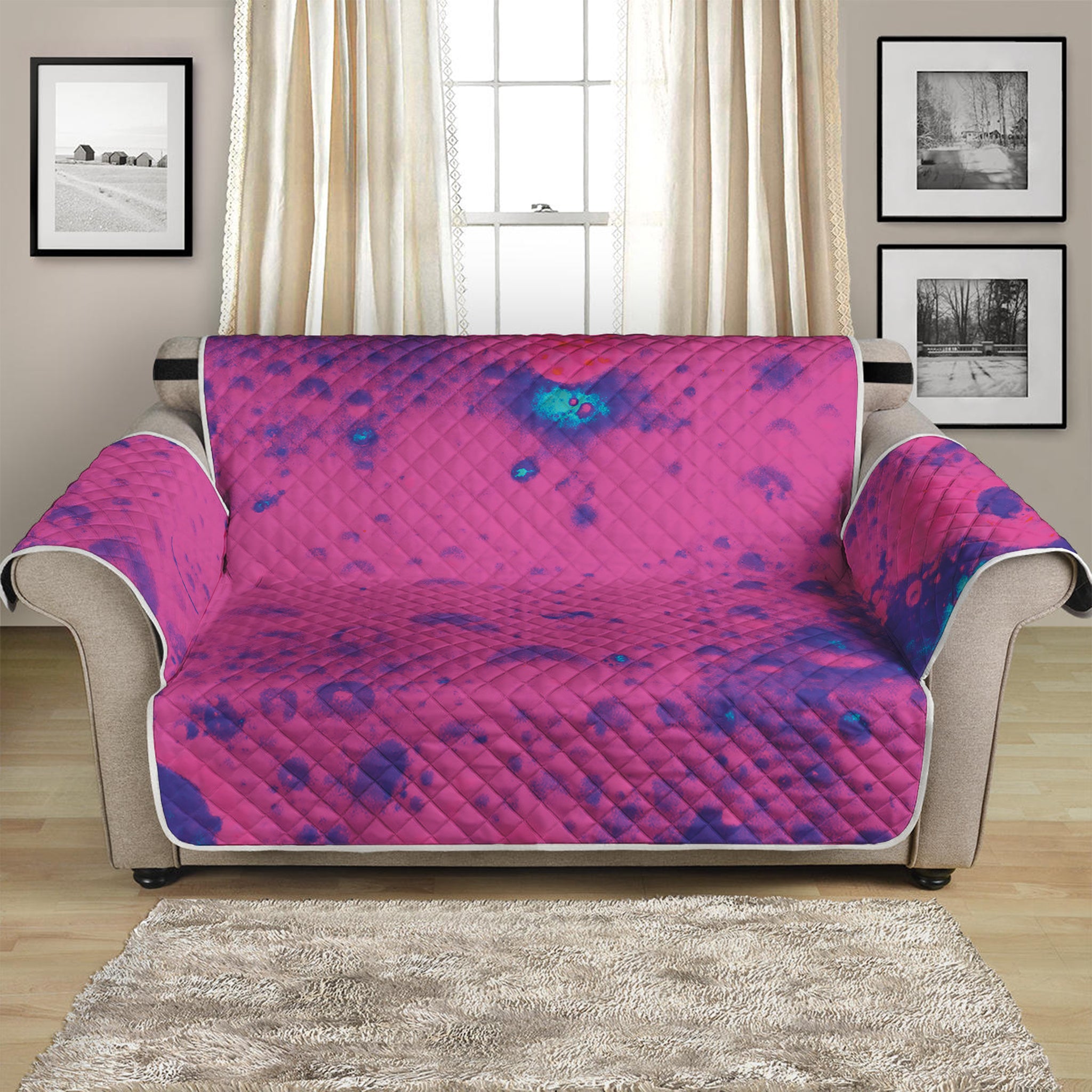 Pink And Blue Acid Melt Print Loveseat Protector