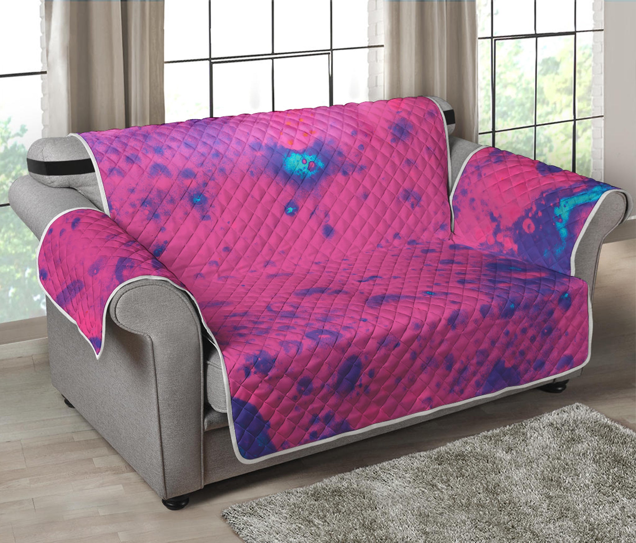 Pink And Blue Acid Melt Print Loveseat Protector