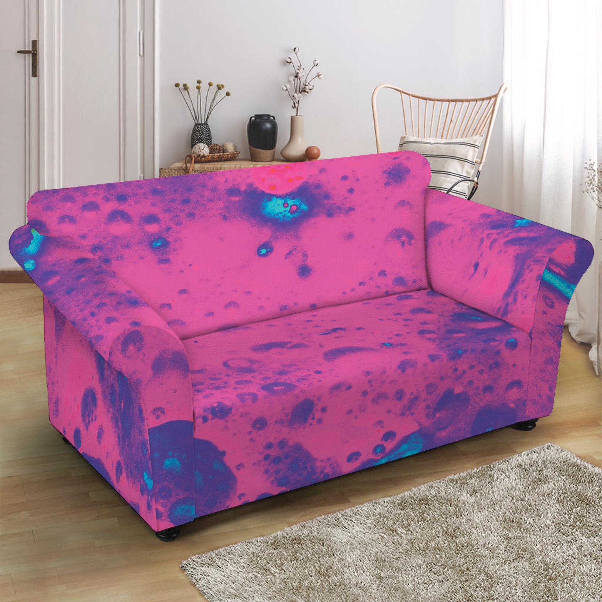 Pink And Blue Acid Melt Print Loveseat Slipcover