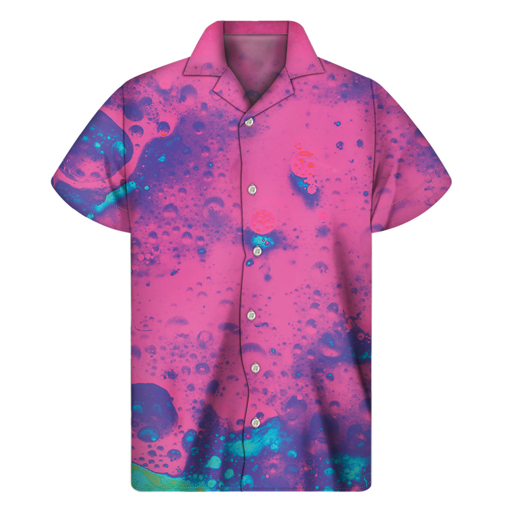 Pink And Blue Acid Melt Print Men's Short Sleeve Shirt