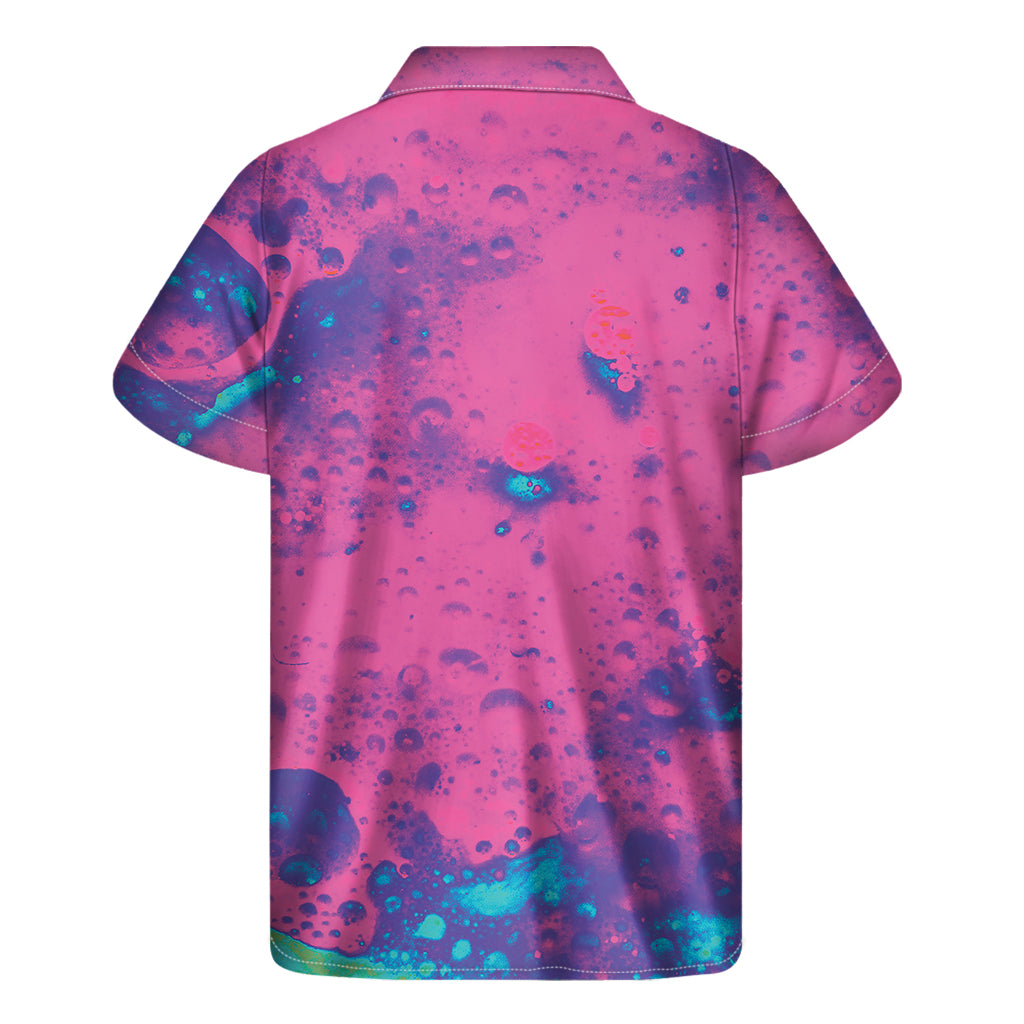 Pink And Blue Acid Melt Print Men's Short Sleeve Shirt