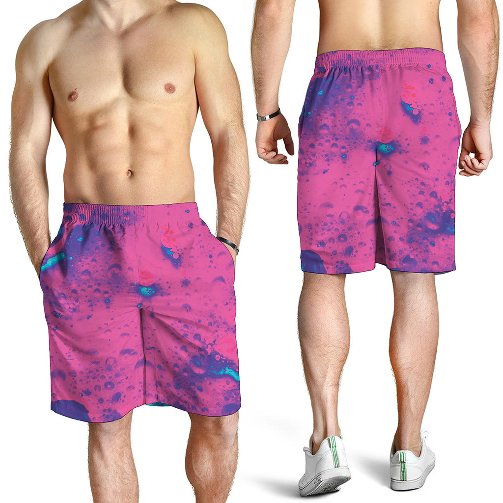 Pink And Blue Acid Melt Print Men's Shorts