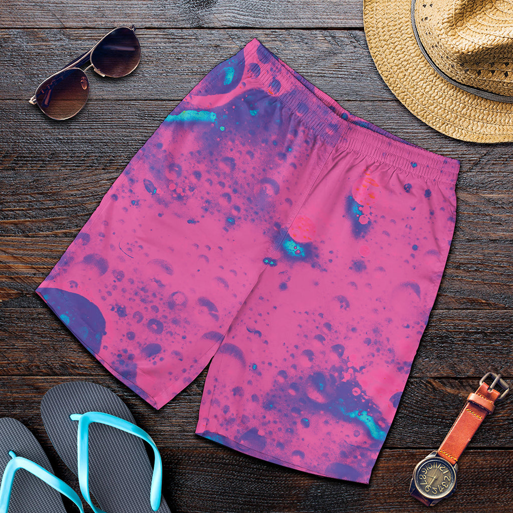 Pink And Blue Acid Melt Print Men's Shorts