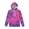 Pink And Blue Acid Melt Print Pullover Hoodie