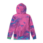 Pink And Blue Acid Melt Print Pullover Hoodie