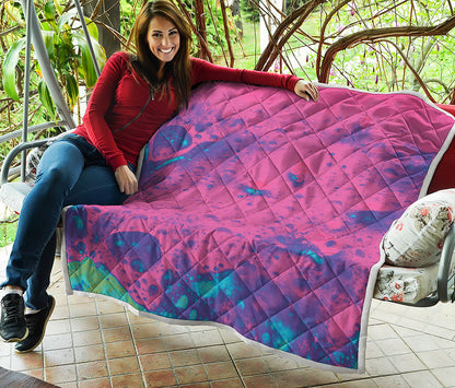Pink And Blue Acid Melt Print Quilt
