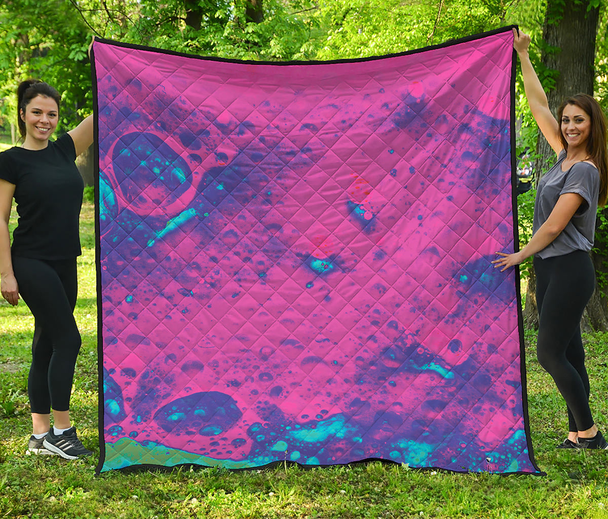 Pink And Blue Acid Melt Print Quilt