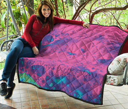Pink And Blue Acid Melt Print Quilt