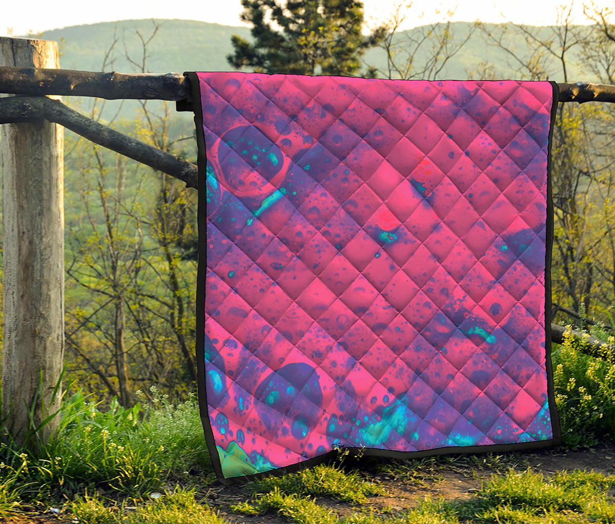 Pink And Blue Acid Melt Print Quilt