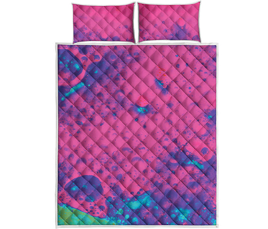 Pink And Blue Acid Melt Print Quilt Bed Set