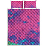 Pink And Blue Acid Melt Print Quilt Bed Set