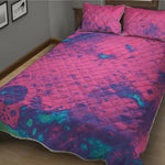 Pink And Blue Acid Melt Print Quilt Bed Set