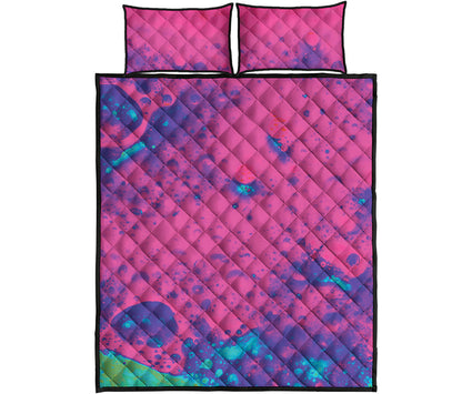 Pink And Blue Acid Melt Print Quilt Bed Set