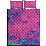 Pink And Blue Acid Melt Print Quilt Bed Set