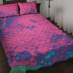 Pink And Blue Acid Melt Print Quilt Bed Set