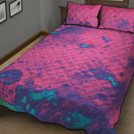 Pink And Blue Acid Melt Print Quilt Bed Set