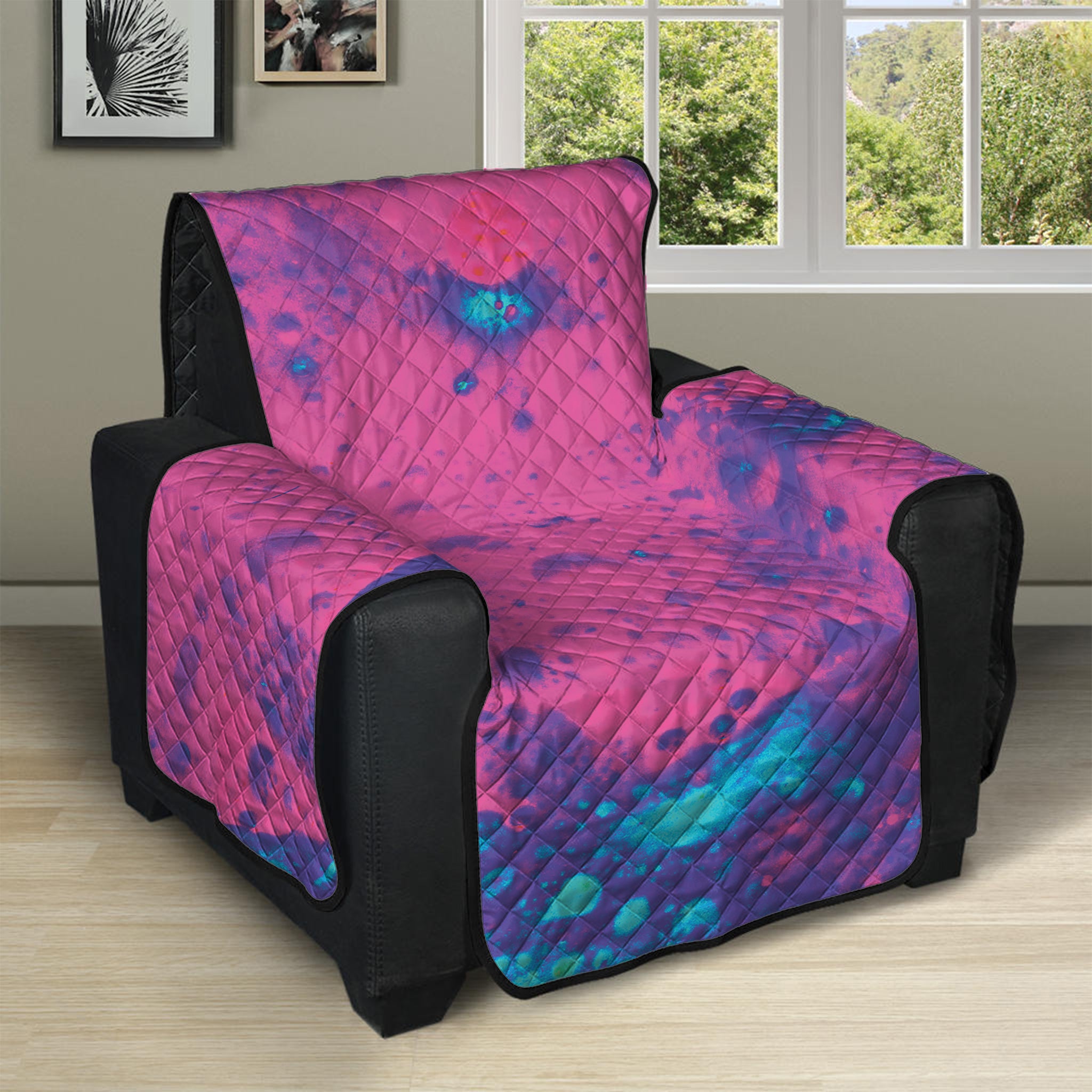 Pink And Blue Acid Melt Print Recliner Protector