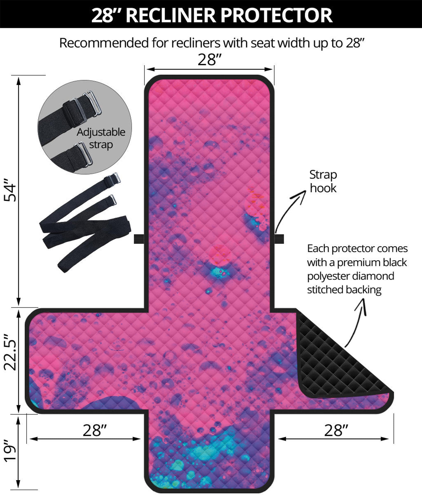 Pink And Blue Acid Melt Print Recliner Protector