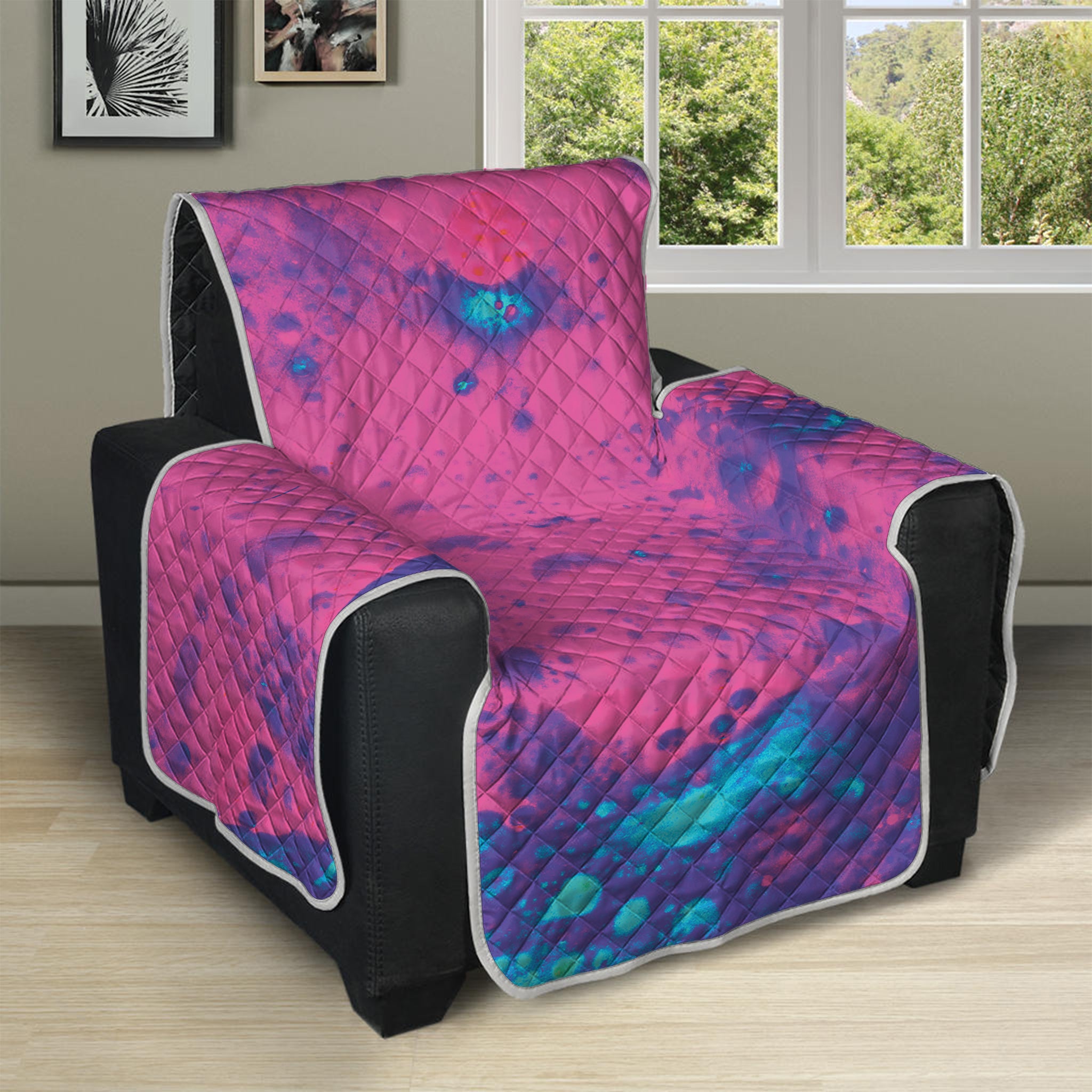 Pink And Blue Acid Melt Print Recliner Protector